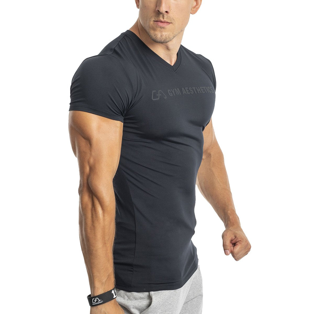 V-Neck Tight-Fit T-Shirt Intensity for Men | Gym Aesthetics